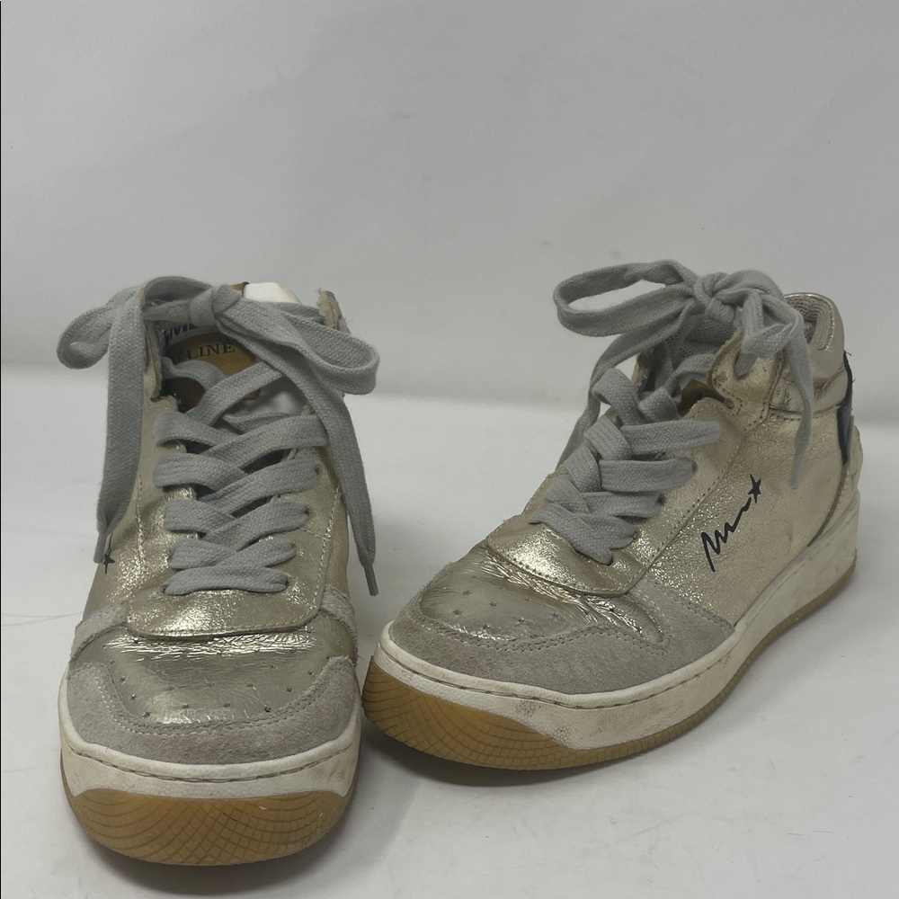 Meline Metallic High-Top Sneakers with Gray Laces Size 5.5